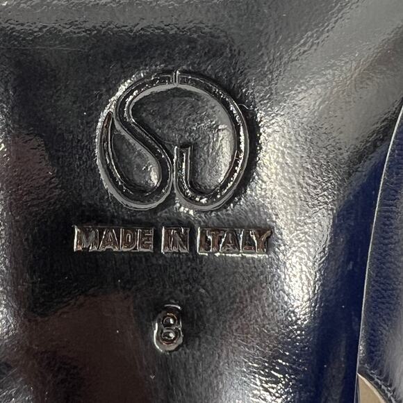 St. John Italy Black White Leather Slingback Heels Shoes Size 8 with Box - Picture 9 of 11